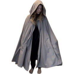 Hooded Cloak in Light Grey Flannel (with pockets!)