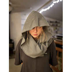 Woolen Hooded Scarf - Grey